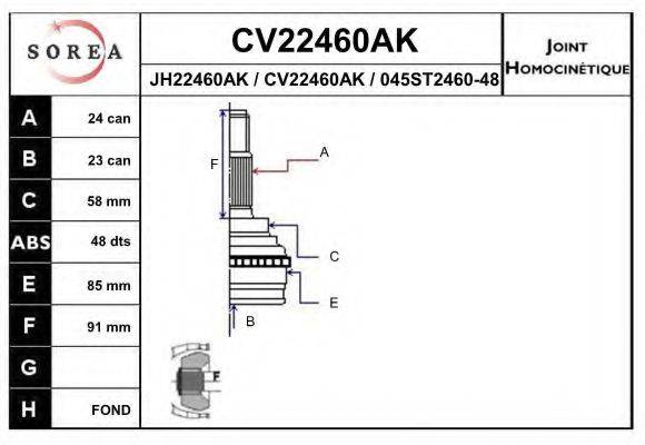 EAI CV22460AK Шарнірний комплект, приводний вал