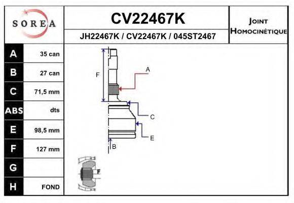 EAI CV22467K Шарнирный комплект, приводной вал