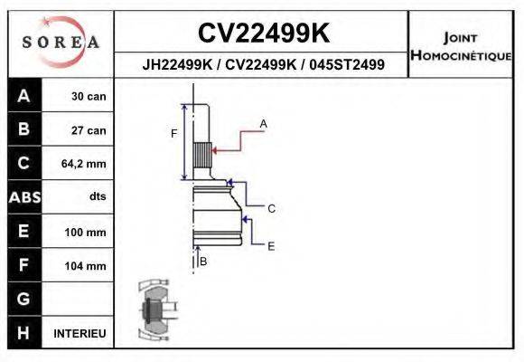 EAI CV22499K Шарнирный комплект, приводной вал