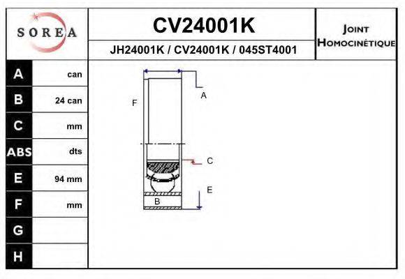 EAI CV24001K Шарнирный комплект, приводной вал