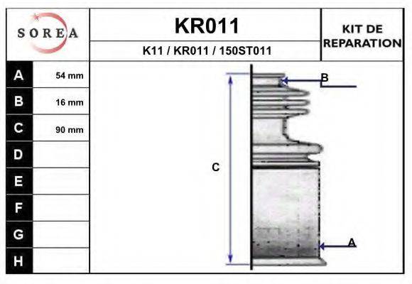 Комплект пылника, приводной вал EAI KR011