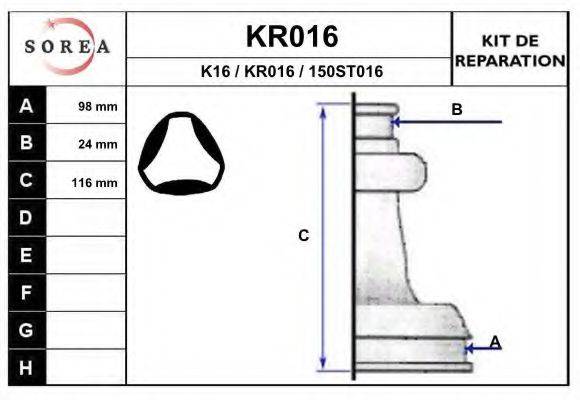 Комплект пылника, приводной вал EAI KR016