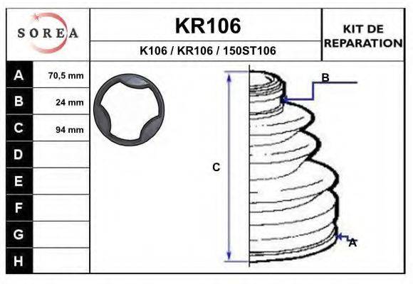 EAI KR106 Комплект пильника, приводний вал