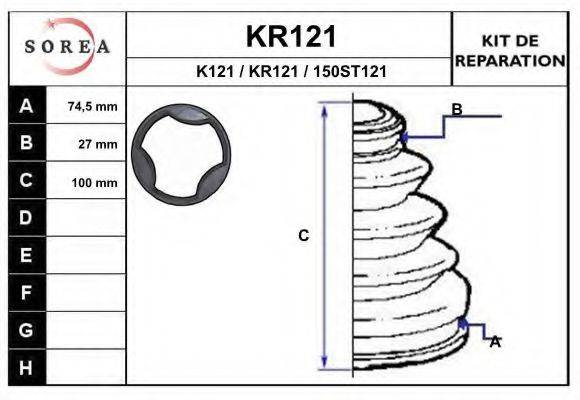 Комплект пильника, приводний вал EAI KR121