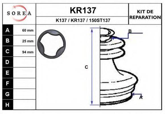 EAI KR137 Комплект пильника, приводний вал