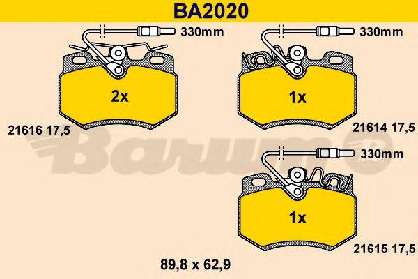 BARUM BA2020 Комплект гальмівних колодок, дискове гальмо