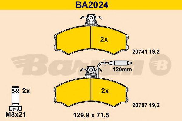 Комплект гальмівних колодок, дискове гальмо BARUM BA2024