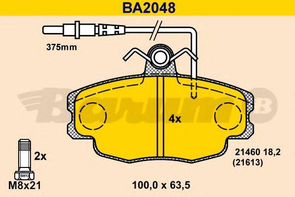 BARUM BA2048 Комплект гальмівних колодок, дискове гальмо
