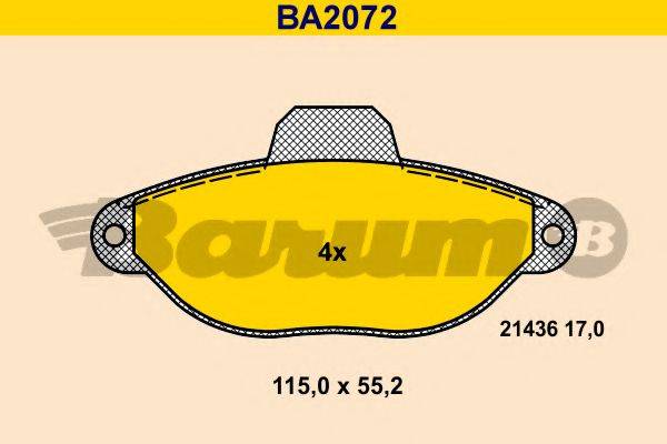 BARUM BA2072 Комплект тормозных колодок, дисковый тормоз