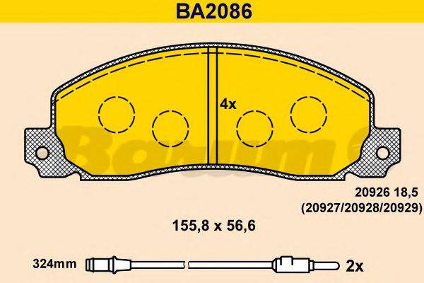 BARUM BA2086 Комплект тормозных колодок, дисковый тормоз