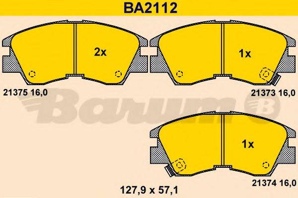Комплект тормозных колодок, дисковый тормоз BARUM BA2112