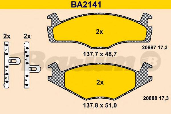 BARUM BA2141 Комплект тормозных колодок, дисковый тормоз