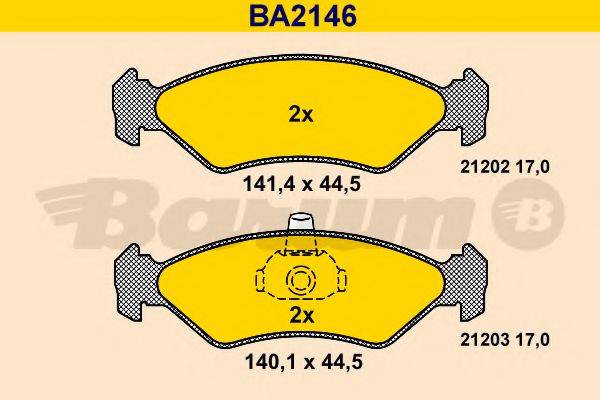 Комплект гальмівних колодок, дискове гальмо BARUM BA2146