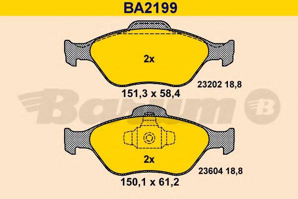 Комплект гальмівних колодок, дискове гальмо BARUM BA2199