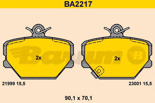 Комплект гальмівних колодок, дискове гальмо BARUM BA2217