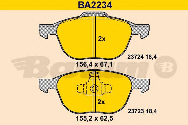 Комплект гальмівних колодок, дискове гальмо BARUM BA2234
