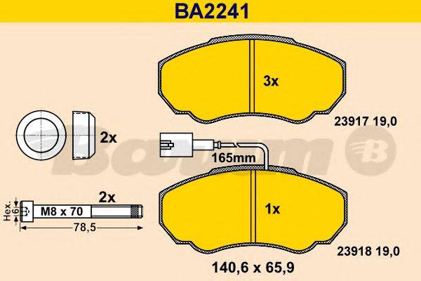 BARUM BA2241 Комплект тормозных колодок, дисковый тормоз