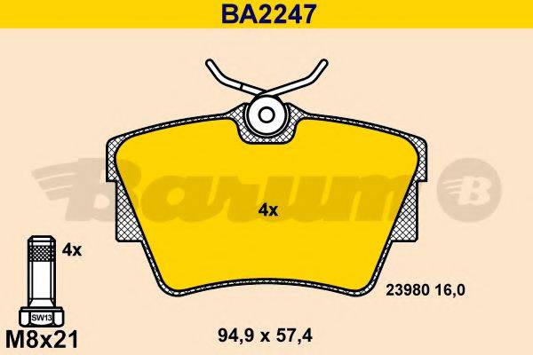 BARUM BA2247 Комплект тормозных колодок, дисковый тормоз