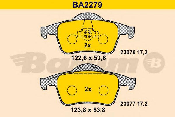 Комплект гальмівних колодок, дискове гальмо BARUM BA2279