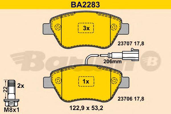 Комплект тормозных колодок, дисковый тормоз BARUM BA2283