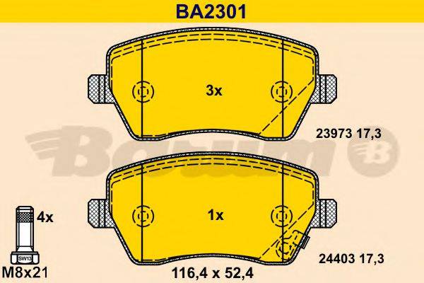 BARUM BA2301 Комплект тормозных колодок, дисковый тормоз