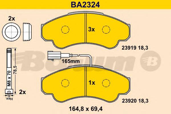 Комплект тормозных колодок, дисковый тормоз BARUM BA2324