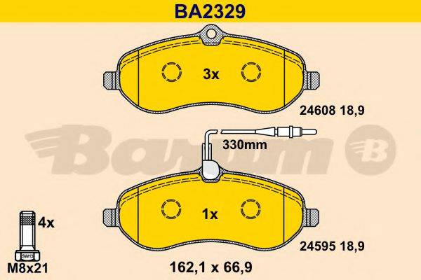 Комплект гальмівних колодок, дискове гальмо BARUM BA2329