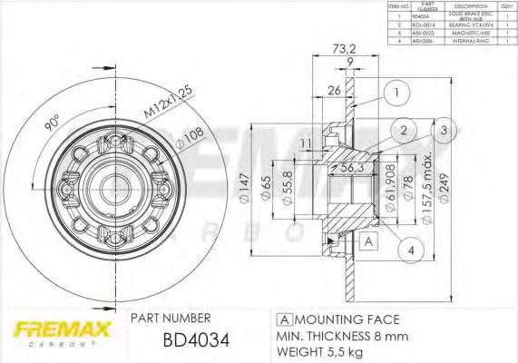 гальмівний диск FREMAX BD-4034
