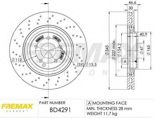 гальмівний диск FREMAX BD-4291