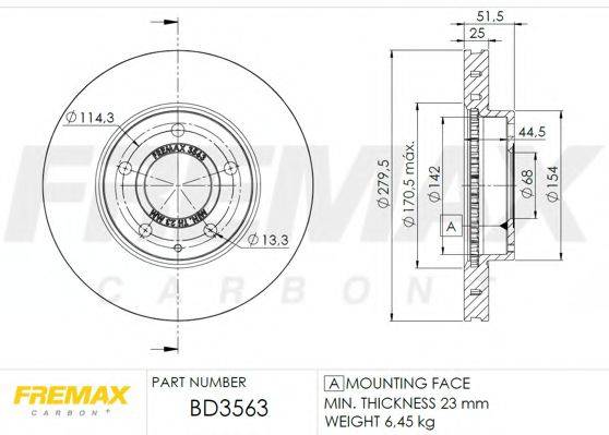 FREMAX BD3563 Тормозной диск