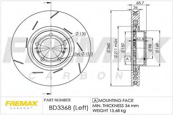 FREMAX BD3368 Тормозной диск