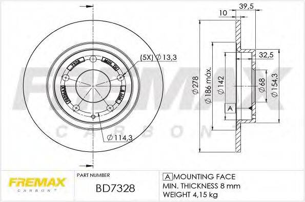FREMAX BD7328 Тормозной диск