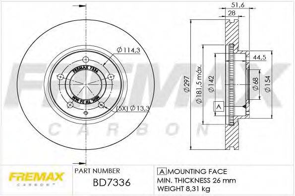 FREMAX BD7336 Тормозной диск