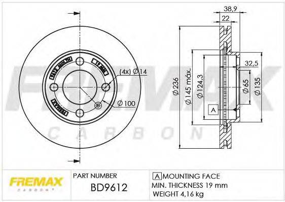 FREMAX BD9612 Тормозной диск