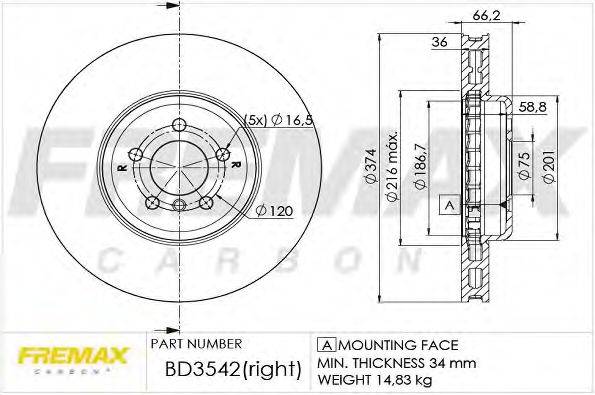 Тормозной диск FREMAX BD-3542