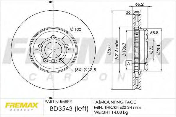 FREMAX BD3543 Тормозной диск