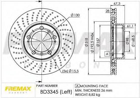 FREMAX BD3345 Тормозной диск