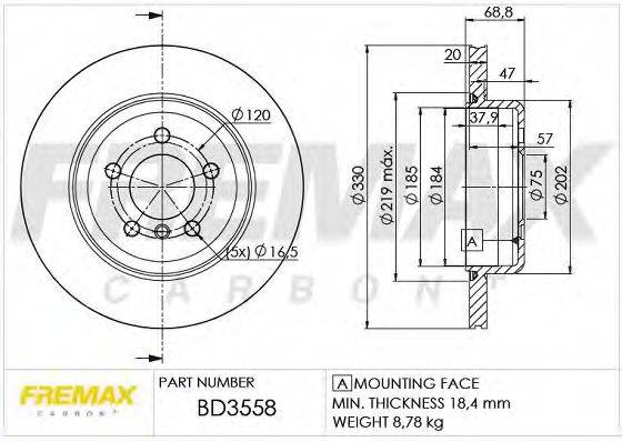 FREMAX BD3558 Тормозной диск