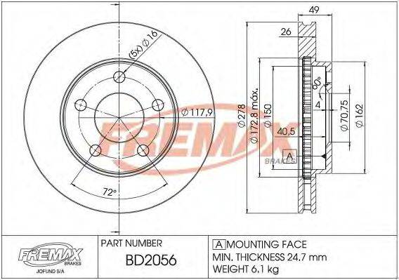 Тормозной диск FREMAX BD-2056