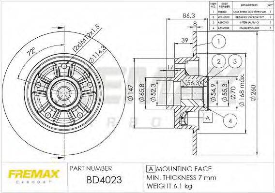 Тормозной диск FREMAX BD-4023