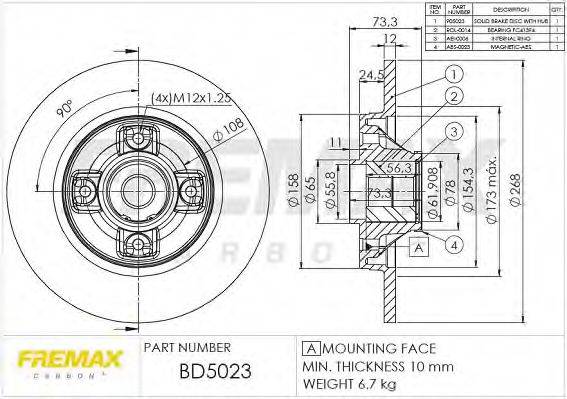 FREMAX BD5023 Тормозной диск