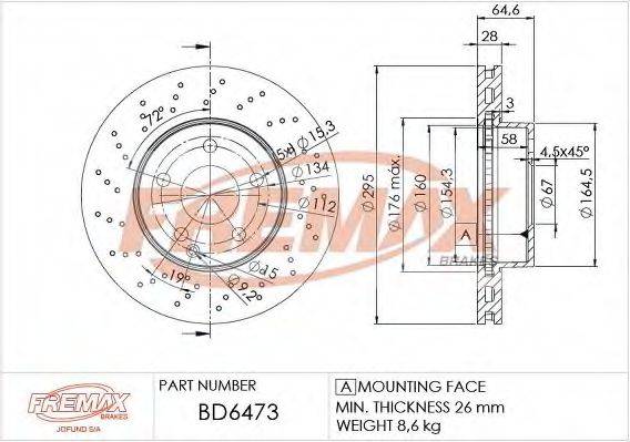 FREMAX BD6473 Тормозной диск