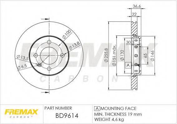 FREMAX BD9614 Тормозной диск