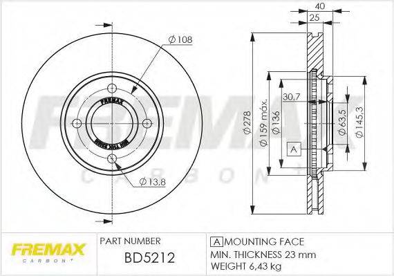 Тормозной диск FREMAX BD-5212