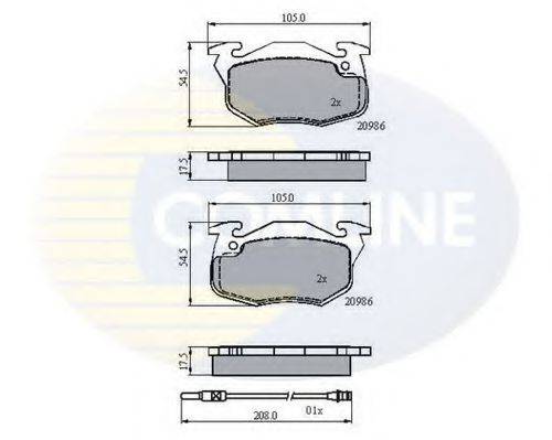 Комплект гальмівних колодок, дискове гальмо COMLINE CBP21615