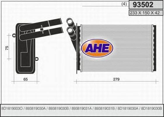 AHE 93502 Теплообменник, отопление салона