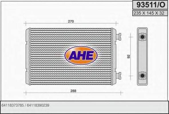 Теплообмінник, опалення салону AHE 93511/O