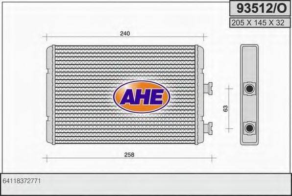 Теплообмінник, опалення салону AHE 93512/O