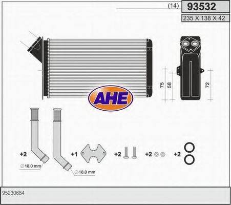 AHE 93532 Теплообменник, отопление салона