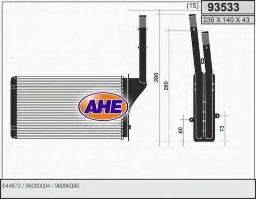 AHE 93533 Теплообменник, отопление салона